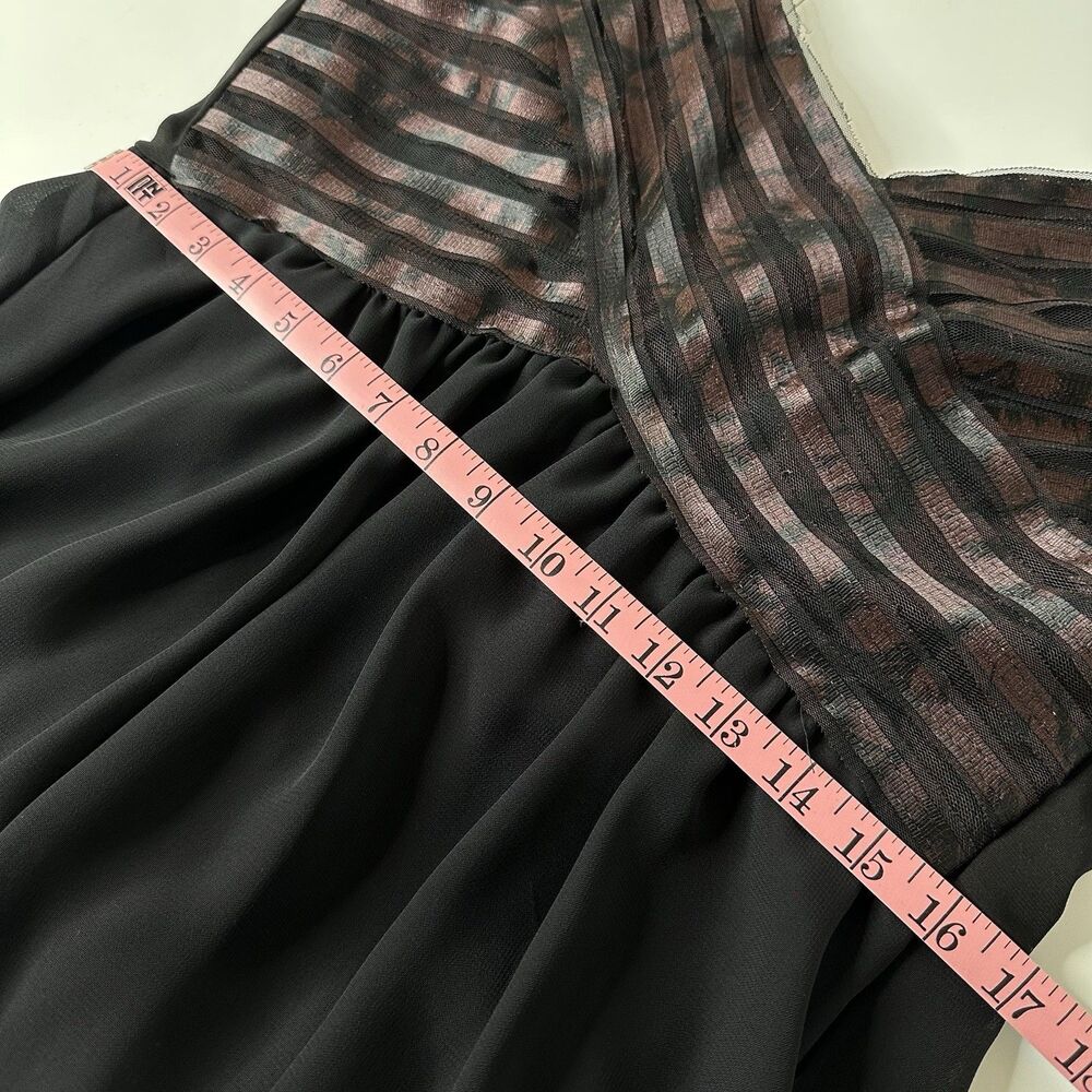 Whimsigoth Black Mesh Maxi Dress Sz 14 Dark Romantic Witchy Formal Robbie Bee - Picture 11 of 16